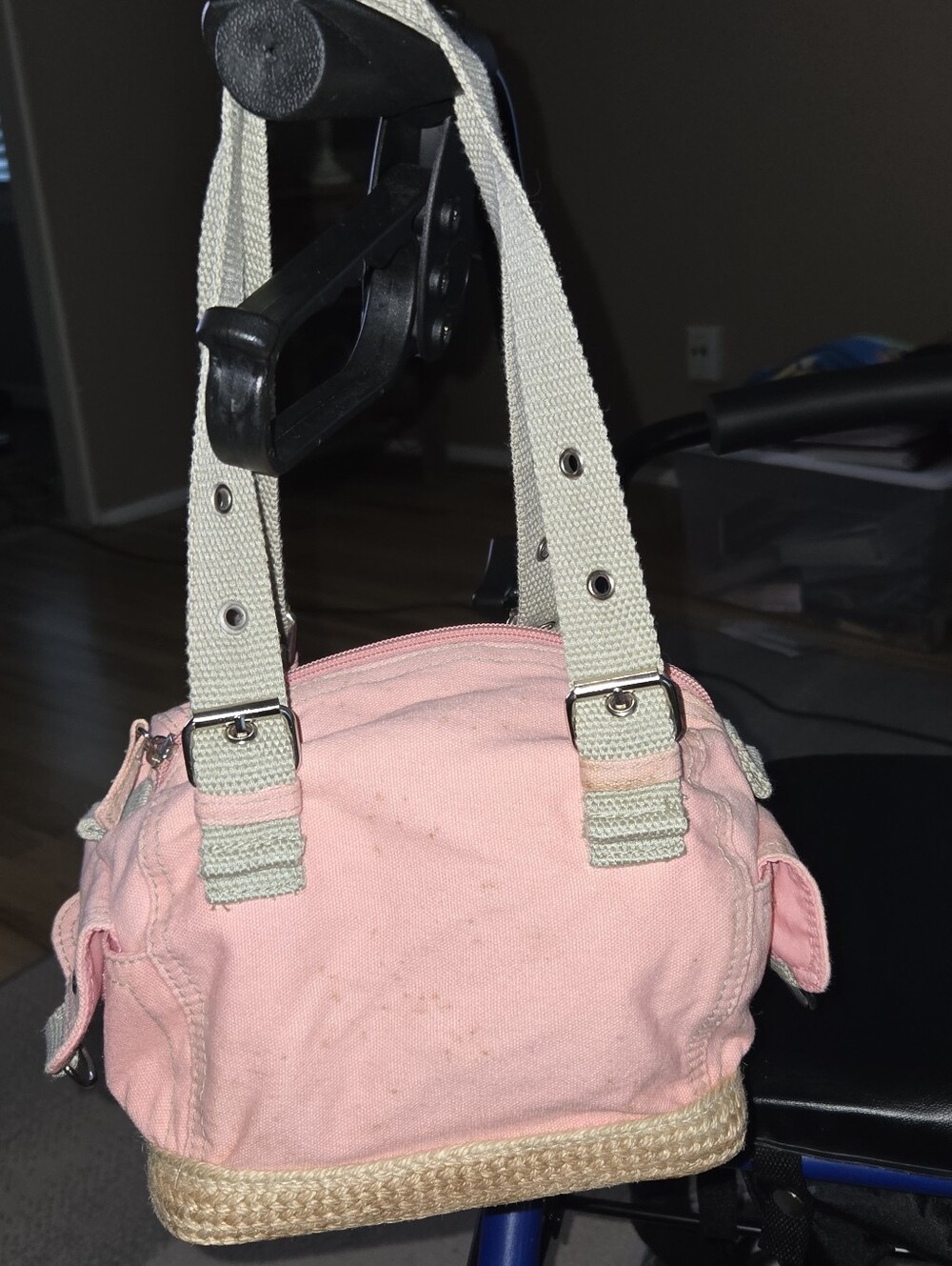 Pink Canvas Handle Bag with Adjustable Straps
